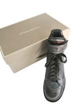 Charger l&#39;image dans la galerie, Basket en cuir et lainage gris Santoni
